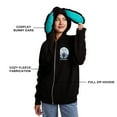thumbnail image 5 of Hatsune Miku Character & Logon Women's Black Long Sleeve Zip Hooide With Cosplay Bunny Ears-Small, 5 of 7