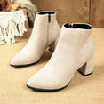 thumbnail image 4 of RUIYANQI Women's Suede Ankle Boots - Side Zip Pointed Toe Booties, Trendy Chunky Heel Footwear, Stylish Fall Winter Shoes, Comfortable Dressy Casual Pumps Beige Women Sandal, 4 of 8