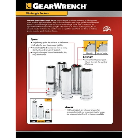 Semi Deep Socket - Gearwrench 80368S 9/16