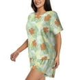 thumbnail image 2 of "Wukai Tropical Flowers Women's Pajama Set - Short-Sleeve Top and Shorts with Elastic Waistband and Pockets for Loungewear, Yoga, and Casual Wear-, 2 of 8