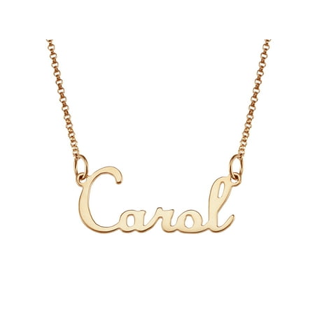 Personalized Planet Premium 14K Gold over Sterling Silver Script Nameplate Necklace, 18", 1mm thickness ,Women's