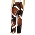 thumbnail image 3 of Kll Womens Brown Football On Black Print Pajama Pants Soft Pajama Bottoms For Women Cozy Lounge Pants, 3 of 9