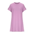 thumbnail image 4 of Henpk Summer Dresses for Women Striped T Shirt Dress Casual Midi Dress Short Sleeve Sundress with Pockets Fashion Summer Casual Solid Round Neck Sleeveless Pocket Dress Pink XL, 4 of 6