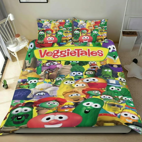 Veggietales Themed Bed Sheet Set Three Piece Set 53x79 Inches Comfortable And Skin Friendly Unique Design Creating A Star Studded Night Home Decor Gifts For Family Friends fans
