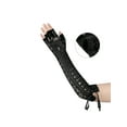 thumbnail image 3 of INSPIRE CHIC Women's Lace Up Half Finger Gloves Lace Elbow Length Arm Warmers Black and Black Ribbon One Size, 3 of 6