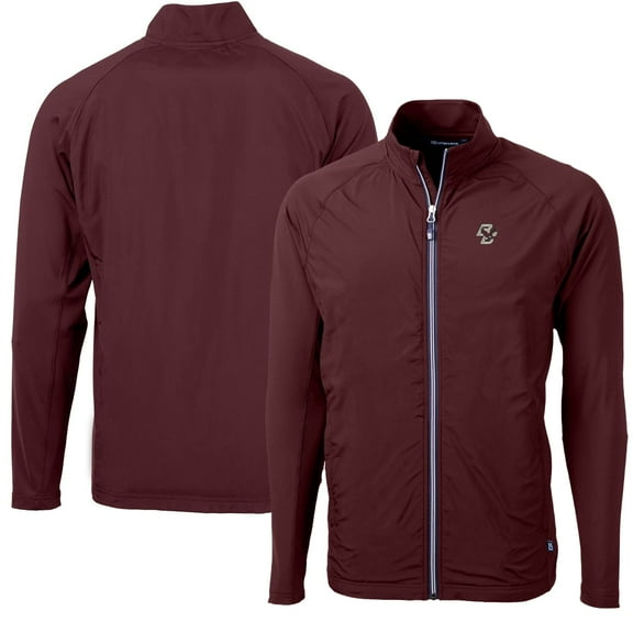 Men's Cutter & Buck Maroon Boston College Eagles Adapt Eco Knit Hybrid Recycled Full-Zip Jacket