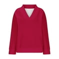 thumbnail image 5 of Womens Oversized V Neck Sweater Long Sleeve Cable Knit Tops Casual Loose Solid Color Pullover Sweatshirts (Hot Pink XL), 5 of 5