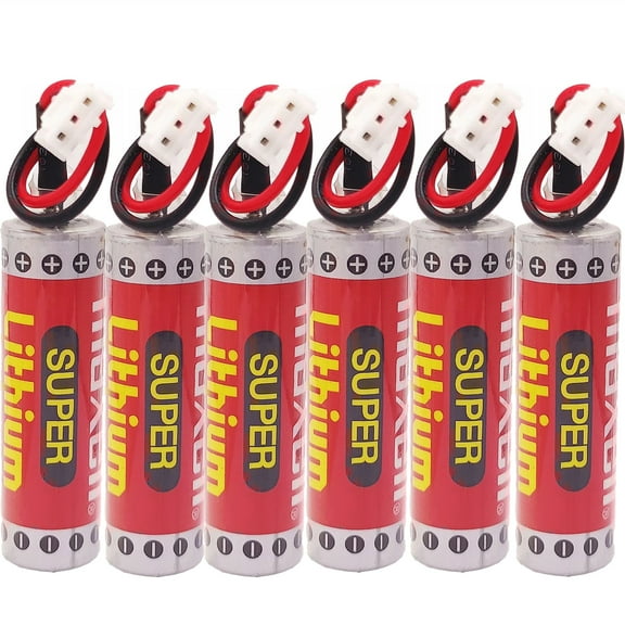 6 Pcs Original Battery for MAXELL ER6C AA 3.6V 1800mAh AA PLC Battery for FX F2-40BL with Plug