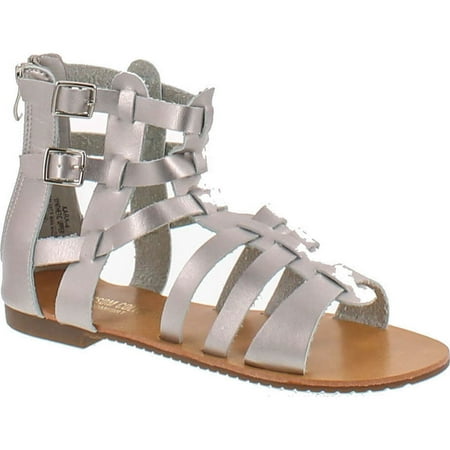 

De Blossom Xara-4 Vegan Leather Casual High Strappy Gladiator Flat Sandal Silver Silver 7.5