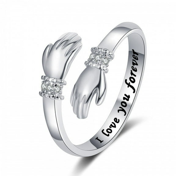 Creative Love Hug Hands Diamond-studded Ring Female