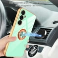 thumbnail image 4 of Slim Electroplated Plating TPU Ring Stand Case for Samsung Galaxy S24 Plus,Dteck Shockproof Rubber Case Built-in 360° Ring Holder Magnetic Back Cover for Galaxy S24+,Mint, 4 of 6