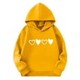 thumbnail image 4 of SERTG Girls Valentine's Hooded Sweatshirt Long Sleeve Casual with Heart Print Kids Spring Fall Fleece-Lined Solid Color Everyday Top(Yellow#1,7 Years), 4 of 5
