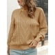 thumbnail image 5 of Camiseta mujer, Suéter de mujer Cuello alto Cable Suéteres casuales sueltos Tomshoo Beige/Medio, 5 of 7
