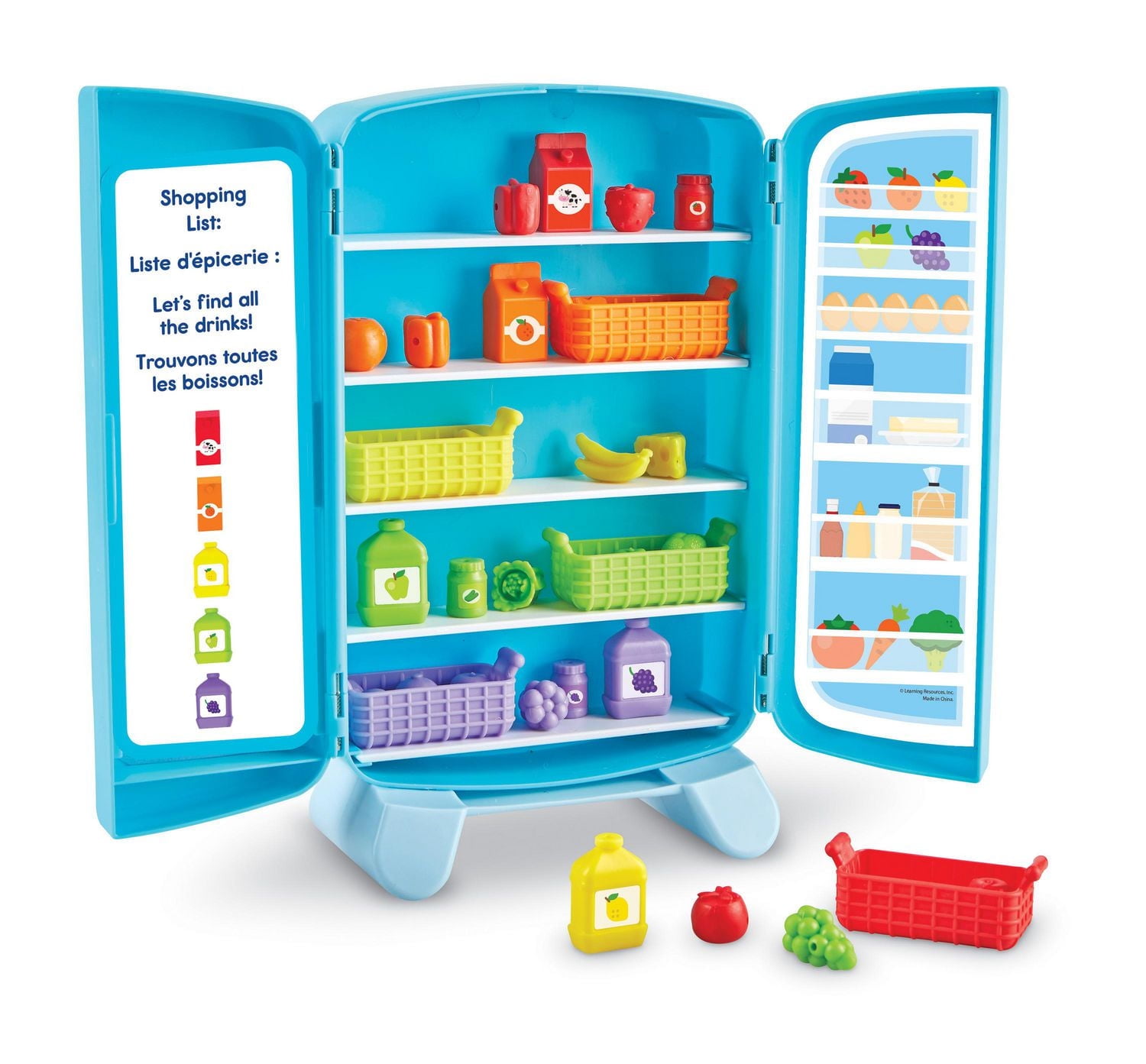 Mini réfrigérateur de tri des collations de Learning Resources, 51 pièces, âges 3+, jouets pour tout-petits, jouets éducatifs, jouets collations, jouets alimentaires en plastique, accessoires de cuisi Mini réfrigérateur