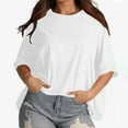 thumbnail image 5 of Jewelreauty Summer Womens Oversized Crewneck Shirts Batwing Short Sleeve Loose Tops Casual Solid Pullover Tee (S, White), 5 of 9