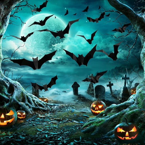 Heliisoer Halloween Crease Bats Decoration Wall Sticker Party PVC Sticker