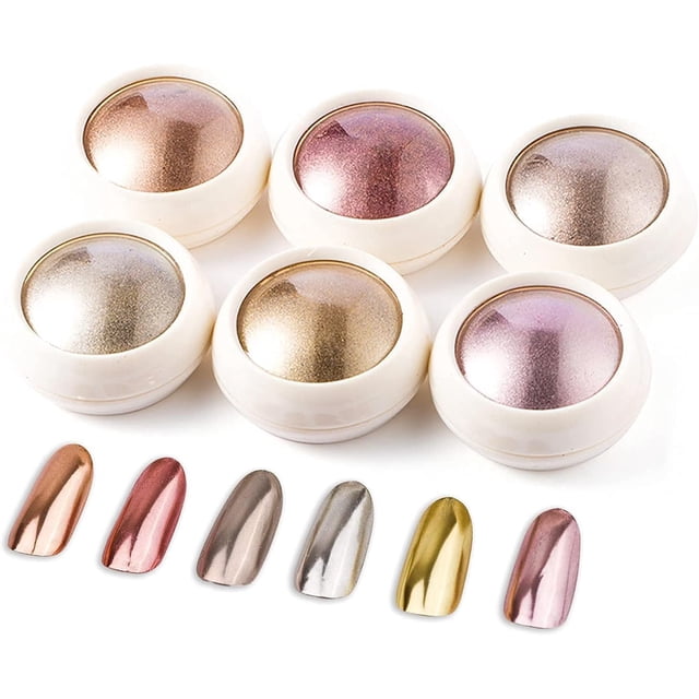 Esmalte de uñas cromado, paquete de 6, esmalte holográfico con purpurina, decoración para uñas, pigmento reflectante
