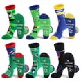 thumbnail image 3 of Bocaoying 6 Pairs Men's Cotton Soccer Crew Socks, Silly Socks Crazy Socks for Men, Novelty Athletic Socks with Color Block for Soccer Fans, Match Day, Training & Casual Wear, 7-10, 3 of 8