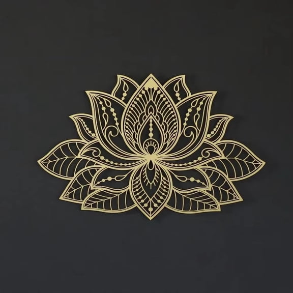 HELLOYOUNG Metal Wall Decor Bohemian Mandala with Lotus Outdoor Indoor Metal Wall Art for Patio Garden Zen Home Decor Wall Hanging
