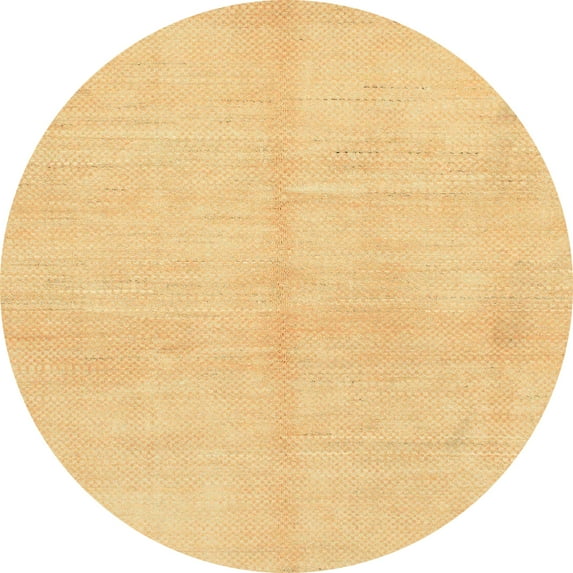 Ahgly Company Machine Washable Indoor Round Abstract Chrome Gold Yellow Area Rugs, 4' Round
