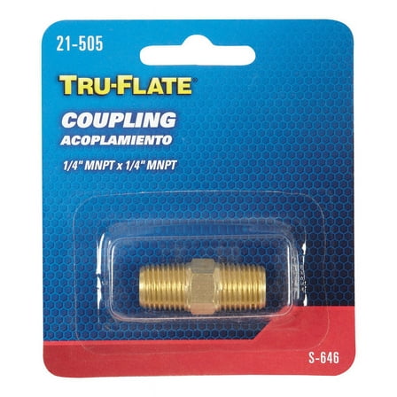 1 Pc, Tru-Flate Brass Coupling 1/4 In. Male 1 Pc