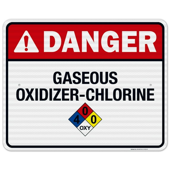Danger Gaseous Oxidizer Chlorine Sign, Pool Sign,