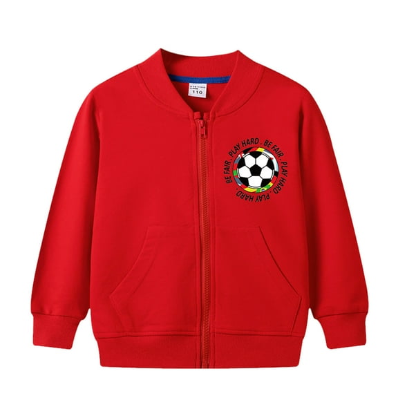 SUYIDA Boys Winter Zip Up Hooded Jacket Long Sleeve Outerwear Coats for Daily Casual Wear and Outdoor Activities - Red