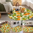 thumbnail image 5 of Green Orange Round Area Rug 3.3Ft Washable Circle Rugs for Dining Room Table, Summer Botanical Leaves Watercolor Non-Slip Carpet Floor Mats Indoor Outdoor Carpet Runner Aesthetic Home Decor, 5 of 8