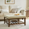 Gericco Square Ottoman Coffee Table with Storage, Upholstered Button