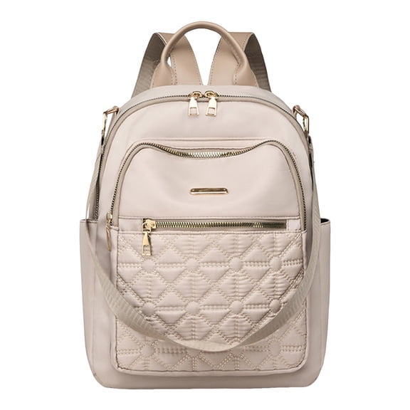 Stylago Womens Backpack Purses Trendy Zipper Compartments Crossbody Bags Water Proof Nylon Travel Shopping Bags for Ladies Beige