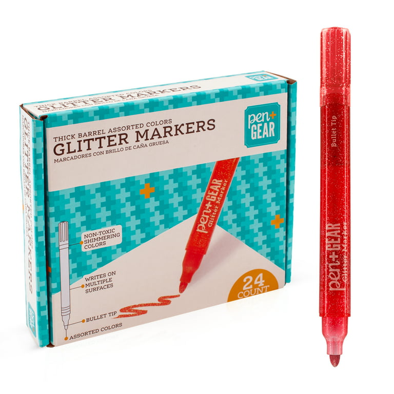 Inc Glitter Markers 18 Assorted Colors for Kids Gift Non-Toxic Water Based Glitt