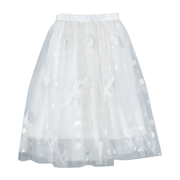 Jupe Longue pour Petites Filles Taille Haute Jupe en Maille Jupe à Plumes Jupe Mignonne pour Filles Robe Taille 5 Robe de Concours Robe Ligne A Tenues Élégantes pour Filles Grande Taille Robe à Nouer Filles