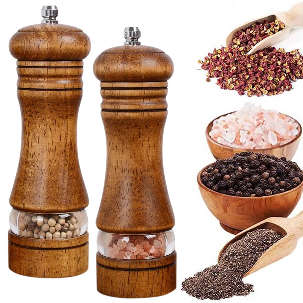 Wooden Salt And Pepper Grinder Set Black Beechwood - Temu