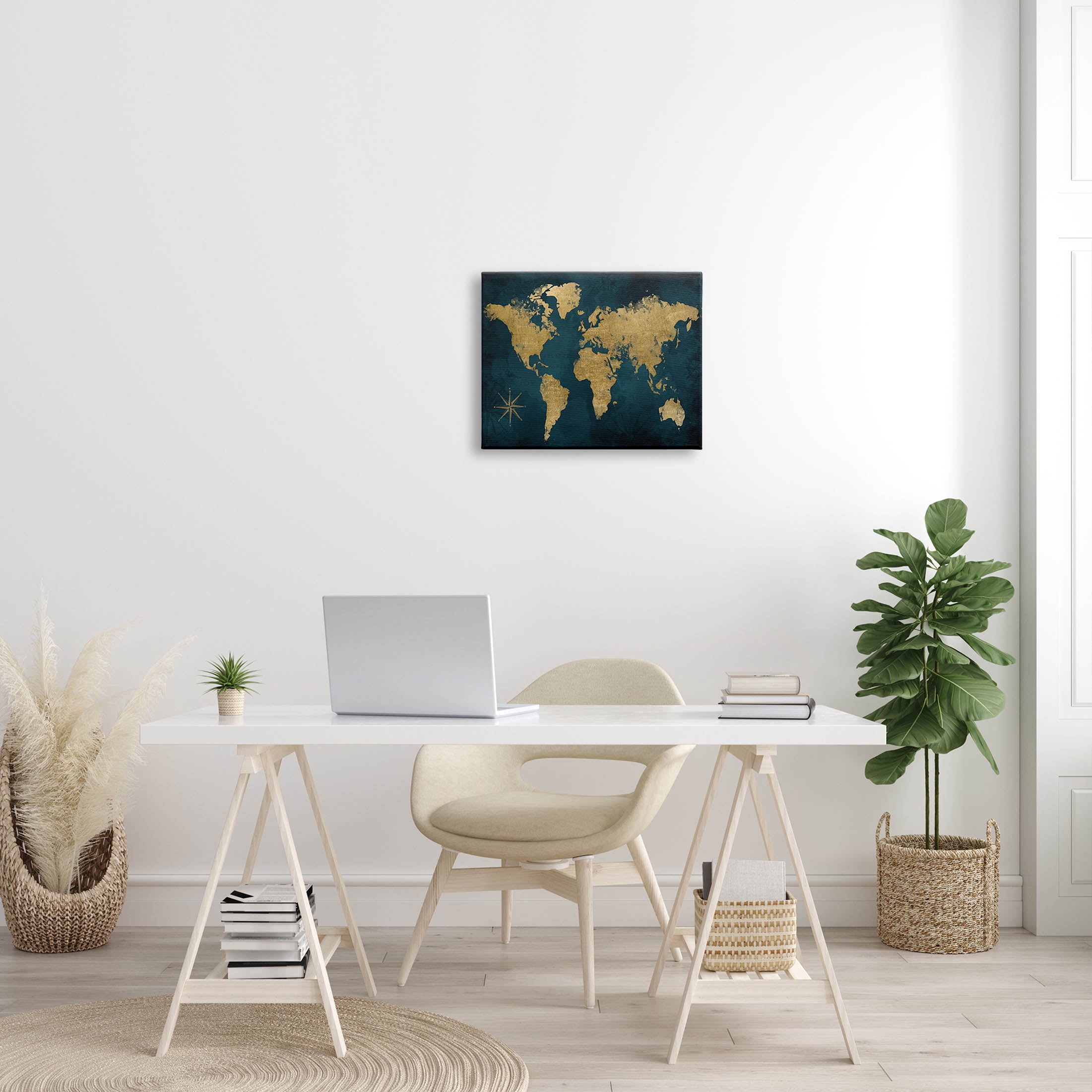 Stupell Industries Blue Compass Pattern Map Graphic Art Gallery Wrapped Canvas Print Wall Art, Design by Natalie Carpentieri