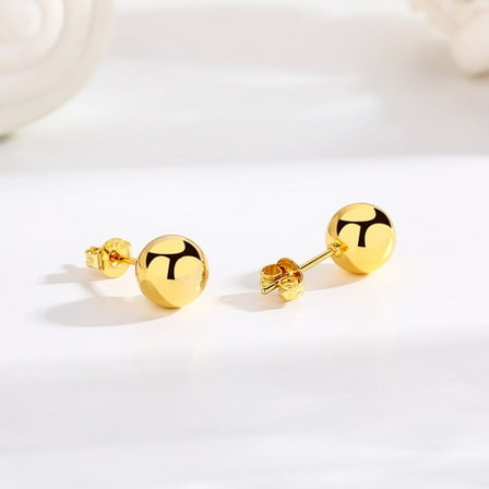 14K Gold Plated Ball Studs Earrings