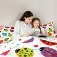 thumbnail image 5 of Castle Fairy Colorful Ladybird 3 Pieces Queen Comforter Set for Female Men,Cartoon Ladybug Ultra Soft Bedding Sets,Love Heart Print Bedding Comforter Set Breathable,Luxury Bedroom Decor,Reversible, 5 of 8