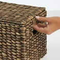 thumbnail image 3 of mDesign Woven Water Hyacinth Storage Basket, Lid/Handles, Set of 3 - Dark Brown, 3 of 8