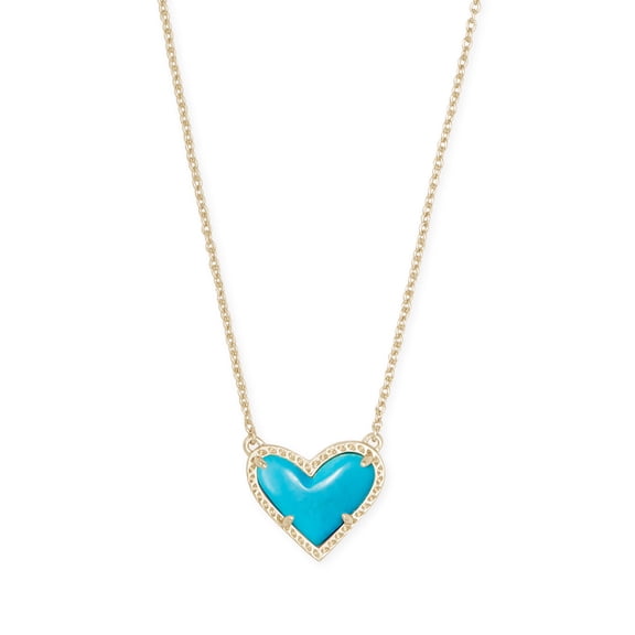 Kendra Scott Ari Heart Short Pendant Necklace Gold Turquoise