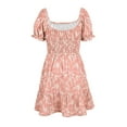 thumbnail image 5 of Langwyqu Elastic Waist Floral Printing Girls Short Sleeve Chiffon Dress For 5-14 Y, 5 of 5