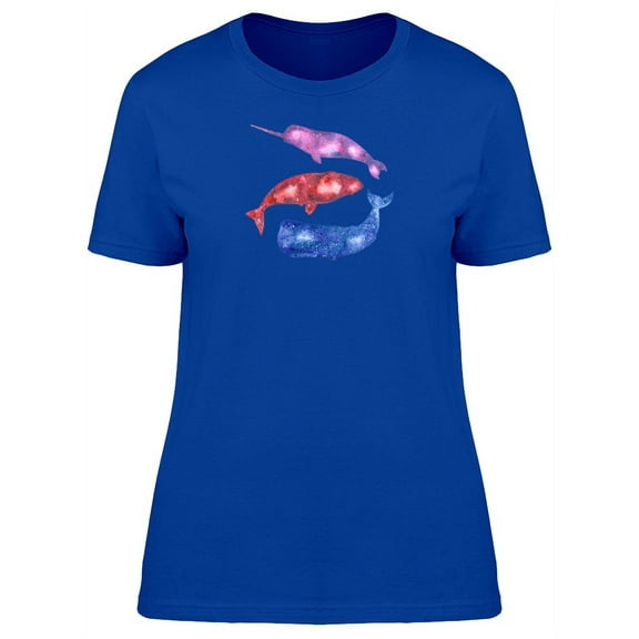 Watercolor Ceteacea Whales T-Shirt Women -Image by Shutterstock, Female Large