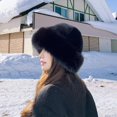 thumbnail image 6 of freneci Cossack Hat Russian Hat Women Thick Winter Faux Hat for Hiking Motorbike Black, 6 of 8