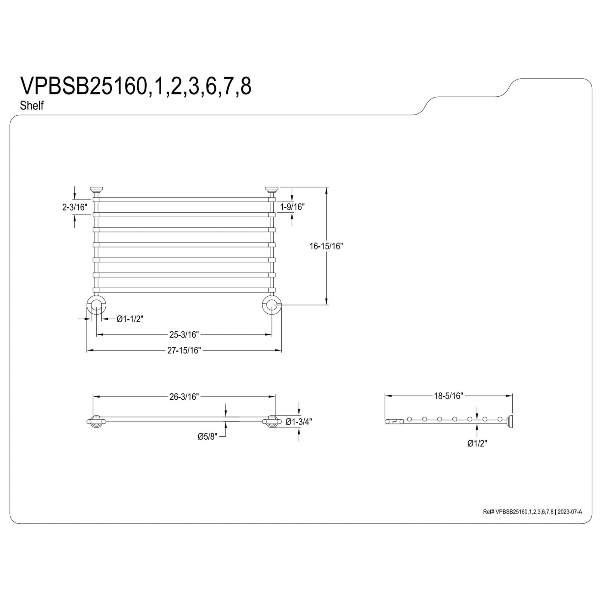 Kingston Brass VPBSB25161 Fauceture Console Leg Storage Shelf for VPB3308x Series, Polished Chrome