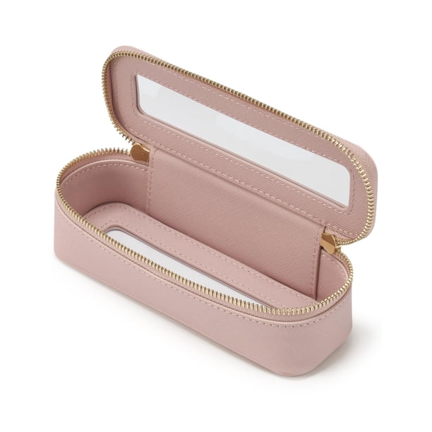 Estuche de viaje para brochas de maquillaje Popvibe, transparente, para cosméticos, rosa