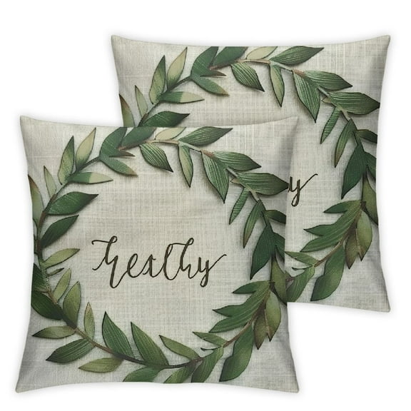nygtbtfer Be Still Green Olive Wreath Décor Sign Decoration Linen Home Decorative Throw Pillow Case Cushion Cover with Words for Sofa Couch, White