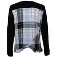 thumbnail image 2 of maison Jules Womens Plaid Mixed Media Embellished T-Shirt, Black, Medium, 2 of 3