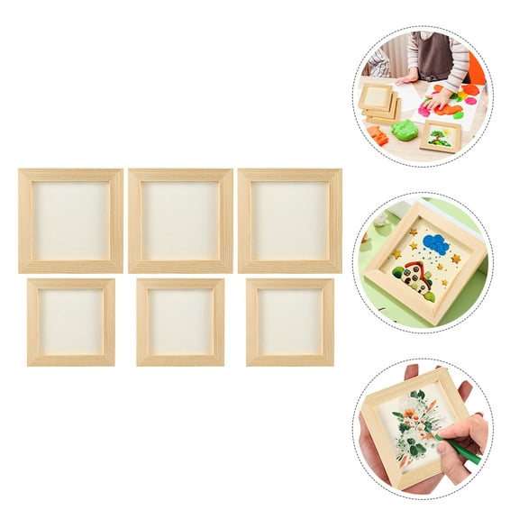 PTOOTP Natural Beige Wood DIY Clay Frames for Creative Projects 6Pcs