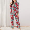 thumbnail image 2 of Honeii Tomato print Women's Pajama Sets Long Sleeve Button Down Sleepwear Nightwear Soft Pjs Lounge Sets-Small, 2 of 7
