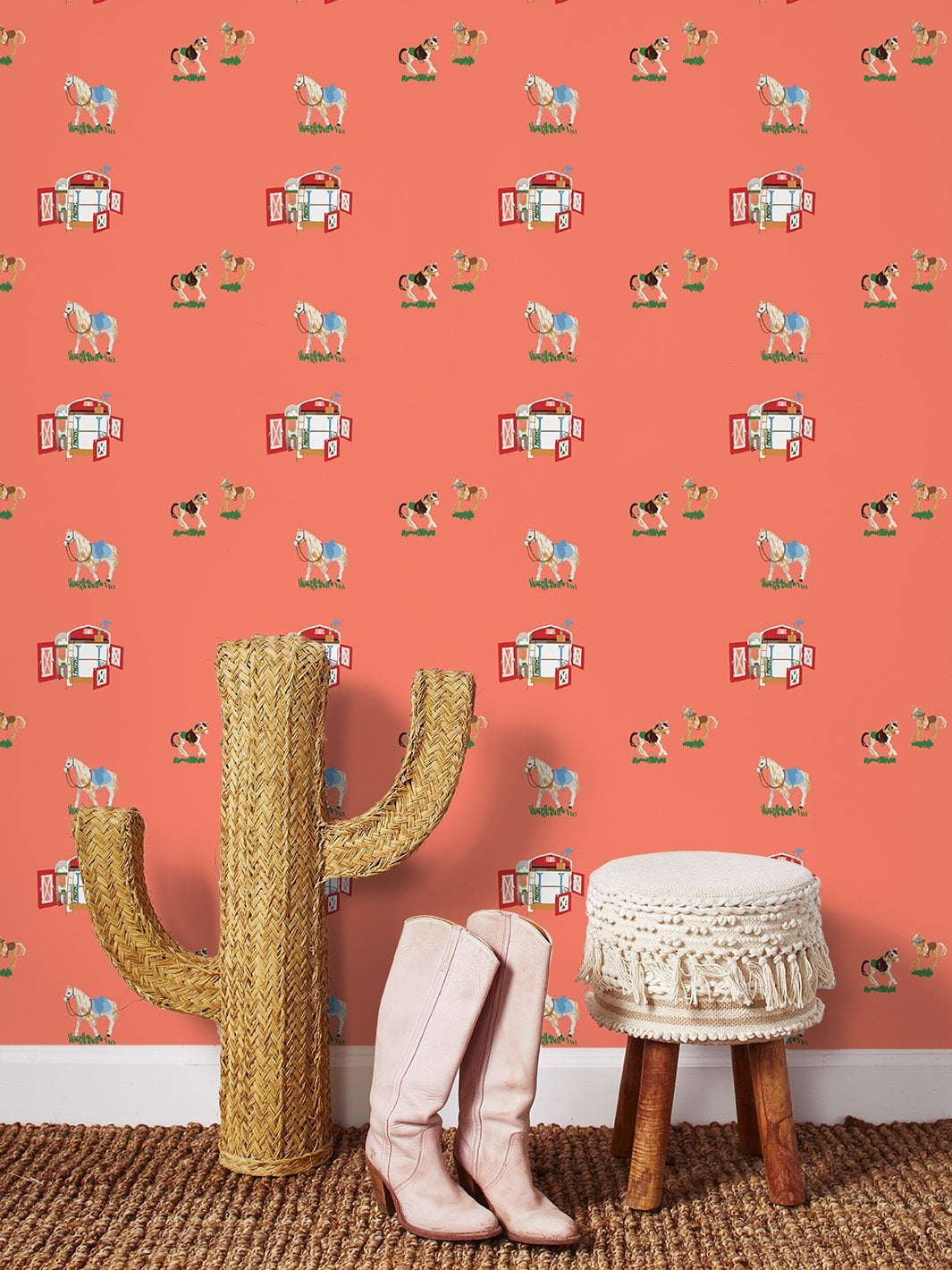 Barbie's Stable Removable Vinyl Wallpaper, Watermelon