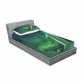 thumbnail image 3 of Ambesonne Nature Fitted Sheet & Pillow Sham Set, Wooden House Winter, Queen, Dark Blue Jade Green, 3 of 3