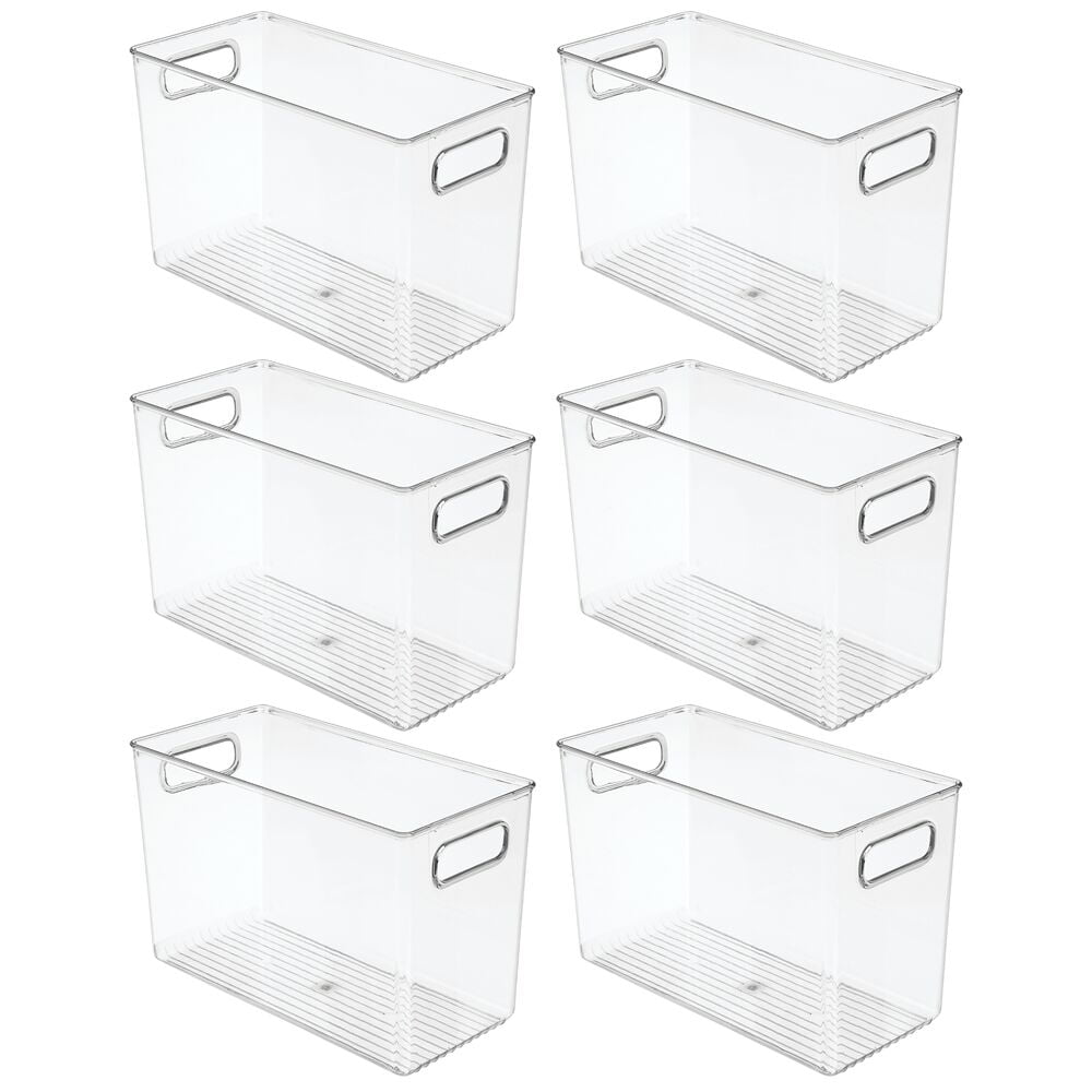 mDesign Plastic Kitchen Food Storage Bin with Handles 6 Pack, Clear